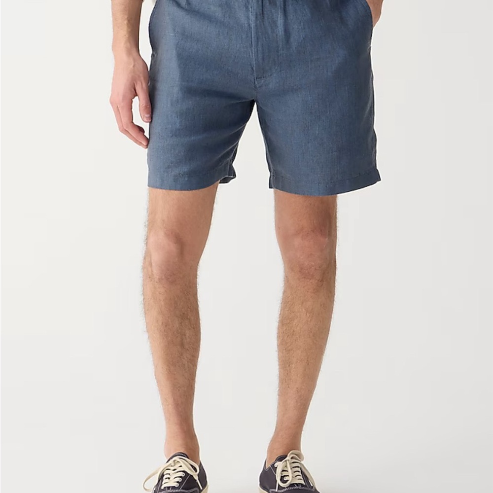 Brown stripe linen shorts - Picture 3 of 6
